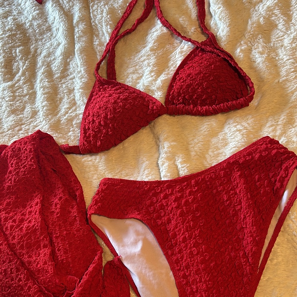 SHEIN Red Bikini Set with Adjustable Straps